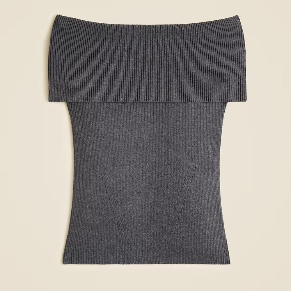 J crew heather charcoal TENCEL™ lyocell-blend foldover top